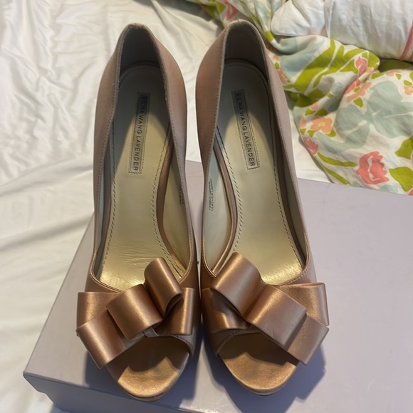 Vera Wang Lavender Label Sammy Latte Satin Peeptoe Pump - Picture 2 of 5